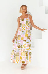 Fresh Printed Personalized Back Cutout Sling Dress